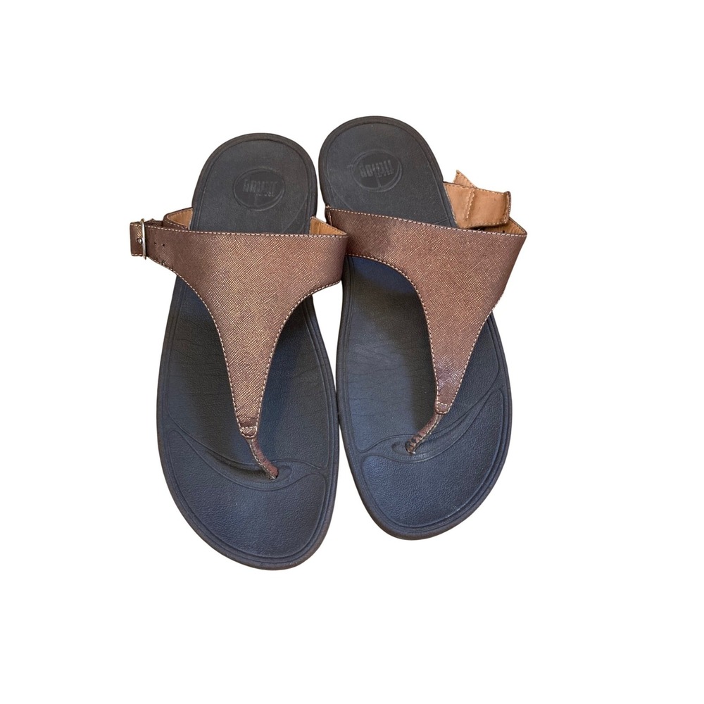 FitFlop Pietra Bronze Metallic Thong Sandals Womens 10 Microwobbleboard 458-012
